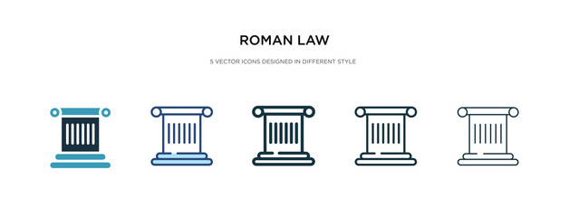 roman law icon in different style vector illustration. two colored and black roman law vector icons designed in filled, outline, line and stroke style can be used for web, mobile, ui