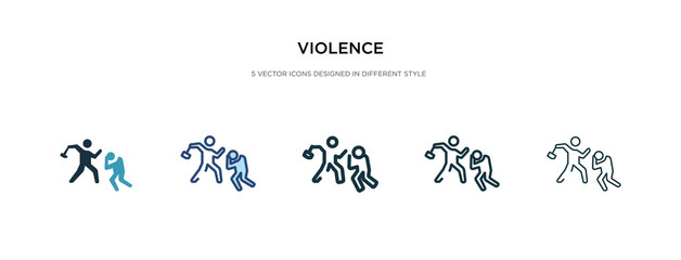 Fototapeta na wymiar violence icon in different style vector illustration. two colored and black violence vector icons designed in filled, outline, line and stroke style can be used for web, mobile, ui