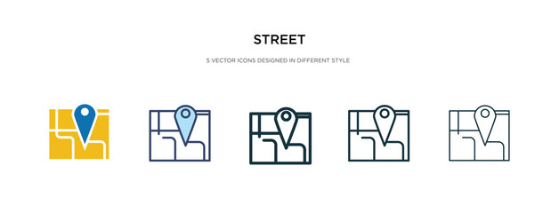 street icon in different style vector illustration. two colored and black street vector icons designed in filled, outline, line and stroke style can be used for web, mobile, ui