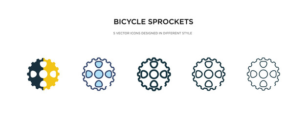 bicycle sprockets icon in different style vector illustration. two colored and black bicycle sprockets vector icons designed in filled, outline, line and stroke style can be used for web, mobile, ui - obrazy, fototapety, plakaty