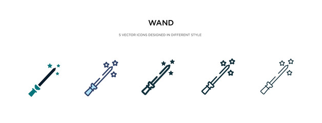 wand icon in different style vector illustration. two colored and black wand vector icons designed in filled, outline, line and stroke style can be used for web, mobile, ui