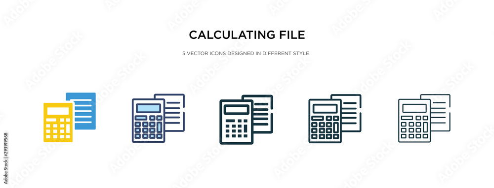 Poster calculating file icon in different style vector illustration. two colored and black calculating file