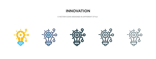innovation icon in different style vector illustration. two colored and black innovation vector icons designed in filled, outline, line and stroke style can be used for web, mobile, ui - obrazy, fototapety, plakaty