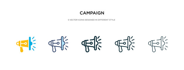 campaign icon in different style vector illustration. two colored and black campaign vector icons designed in filled, outline, line and stroke style can be used for web, mobile, ui