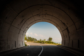 Traffic Tunnel On Beautiful Mountain Road