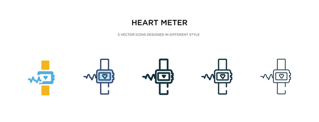 heart meter icon in different style vector illustration. two colored and black heart meter vector icons designed in filled, outline, line and stroke style can be used for web, mobile, ui