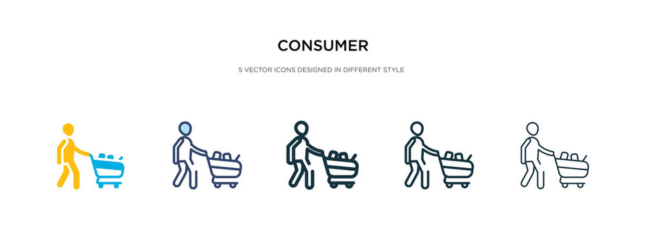 consumer icon in different style vector illustration. two colored and black consumer vector icons designed in filled, outline, line and stroke style can be used for web, mobile, ui