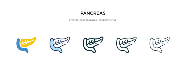 pancreas icon in different style vector illustration. two colored and black pancreas vector icons designed in filled, outline, line and stroke style can be used for web, mobile, ui - obrazy, fototapety, plakaty