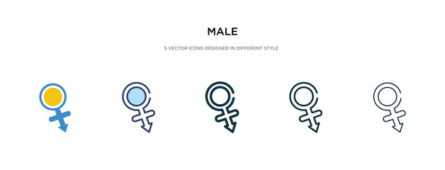 male icon in different style vector illustration. two colored and black male vector icons designed in filled, outline, line and stroke style can be used for web, mobile, ui