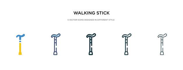 walking stick icon in different style vector illustration. two colored and black walking stick vector icons designed in filled, outline, line and stroke style can be used for web, mobile, ui