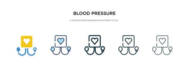 blood pressure icon in different style vector illustration. two colored and black blood pressure vector icons designed in filled, outline, line and stroke style can be used for web, mobile, ui