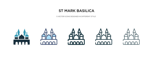 st mark basilica icon in different style vector illustration. two colored and black st mark basilica vector icons designed in filled, outline, line and stroke style can be used for web, mobile, ui - obrazy, fototapety, plakaty