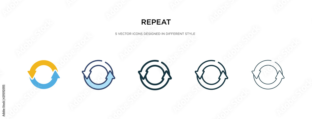 Poster repeat icon in different style vector illustration. two colored and black repeat vector icons design