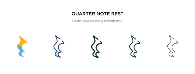 quarter note rest icon in different style vector illustration. two colored and black quarter note rest vector icons designed in filled, outline, line and stroke style can be used for web, mobile, ui