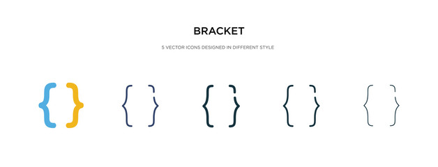 bracket icon in different style vector illustration. two colored and black bracket vector icons designed in filled, outline, line and stroke style can be used for web, mobile, ui - obrazy, fototapety, plakaty