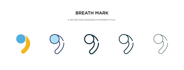 Fototapeta na wymiar breath mark icon in different style vector illustration. two colored and black breath mark vector icons designed in filled, outline, line and stroke style can be used for web, mobile, ui