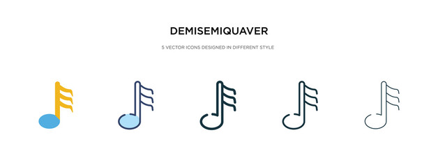 demisemiquaver icon in different style vector illustration. two colored and black demisemiquaver vector icons designed in filled, outline, line and stroke style can be used for web, mobile, ui