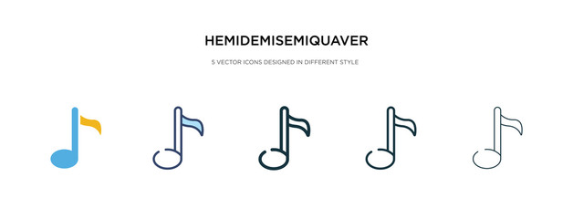 hemidemisemiquaver icon in different style vector illustration. two colored and black hemidemisemiquaver vector icons designed in filled, outline, line and stroke style can be used for web, mobile,