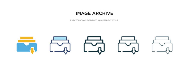 image archive icon in different style vector illustration. two colored and black image archive vector icons designed in filled, outline, line and stroke style can be used for web, mobile, ui