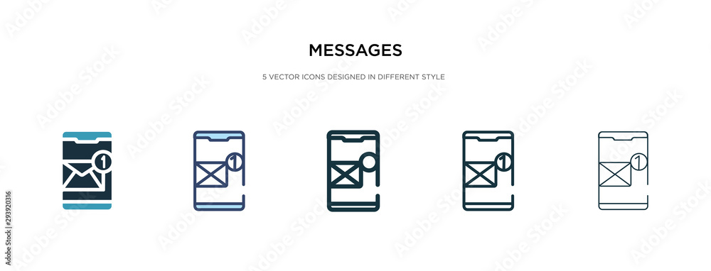 Poster messages icon in different style vector illustration. two colored and black messages vector icons de