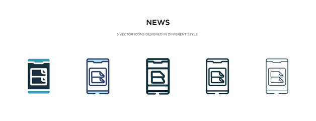 news icon in different style vector illustration. two colored and black news vector icons designed in filled, outline, line and stroke style can be used for web, mobile, ui