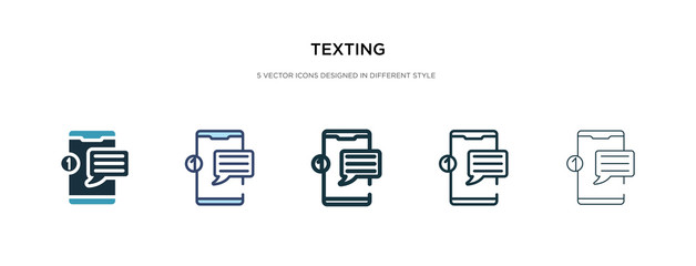 texting icon in different style vector illustration. two colored and black texting vector icons designed in filled, outline, line and stroke style can be used for web, mobile, ui