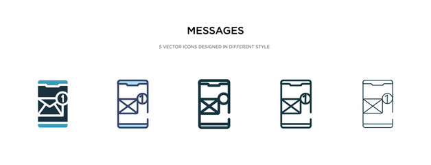 messages icon in different style vector illustration. two colored and black messages vector icons designed in filled, outline, line and stroke style can be used for web, mobile, ui