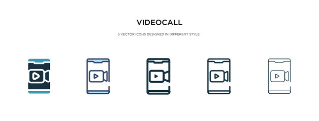 videocall icon in different style vector illustration. two colored and black videocall vector icons designed in filled, outline, line and stroke style can be used for web, mobile, ui
