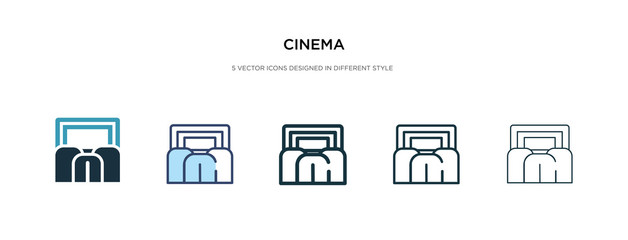 cinema icon in different style vector illustration. two colored and black cinema vector icons designed in filled, outline, line and stroke style can be used for web, mobile, ui