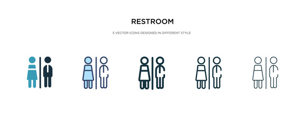 restroom icon in different style vector illustration. two colored and black restroom vector icons designed in filled, outline, line and stroke style can be used for web, mobile, ui