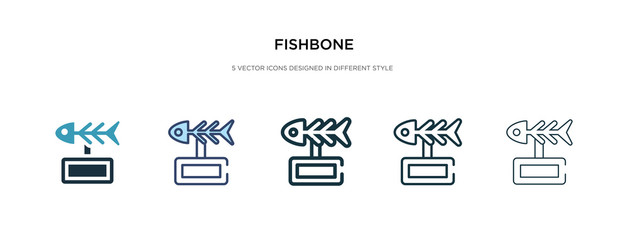 fishbone icon in different style vector illustration. two colored and black fishbone vector icons designed in filled, outline, line and stroke style can be used for web, mobile, ui