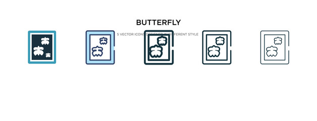 butterfly icon in different style vector illustration. two colored and black butterfly vector icons designed in filled, outline, line and stroke style can be used for web, mobile, ui