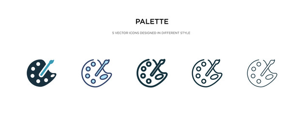 palette icon in different style vector illustration. two colored and black palette vector icons designed in filled, outline, line and stroke style can be used for web, mobile, ui