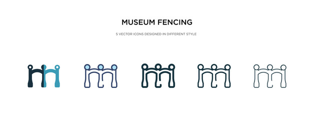 museum fencing icon in different style vector illustration. two colored and black museum fencing vector icons designed in filled, outline, line and stroke style can be used for web, mobile, ui