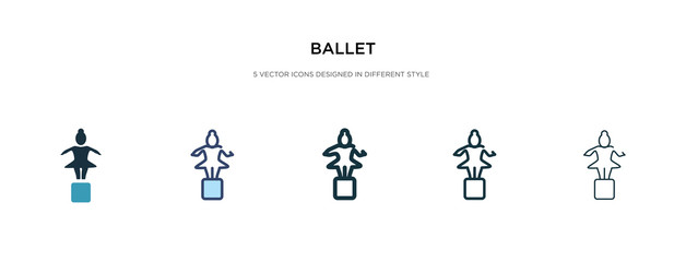 Fototapeta na wymiar ballet icon in different style vector illustration. two colored and black ballet vector icons designed in filled, outline, line and stroke style can be used for web, mobile, ui