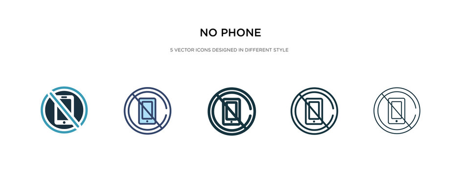 no phone icon in different style vector illustration. two colored and black no phone vector icons designed in filled, outline, line and stroke style can be used for web, mobile, ui