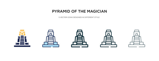 Fototapeta na wymiar pyramid of the magician icon in different style vector illustration. two colored and black pyramid of the magician vector icons designed in filled, outline, line and stroke style can be used for