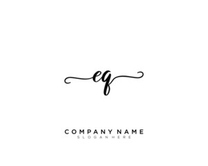 EQ Initial Handwriting Logo Vector