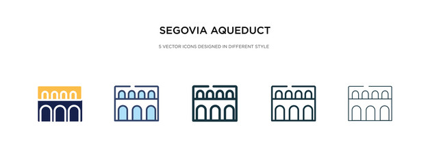 segovia aqueduct icon in different style vector illustration. two colored and black segovia aqueduct vector icons designed in filled, outline, line and stroke style can be used for web, mobile, ui