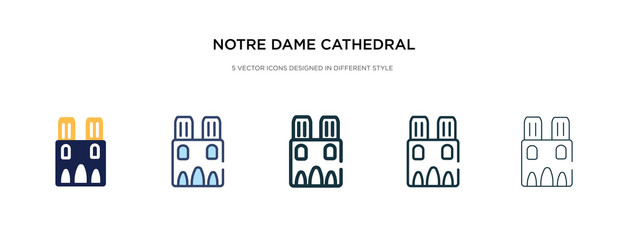 notre dame cathedral icon in different style vector illustration. two colored and black notre dame cathedral vector icons designed in filled, outline, line and stroke style can be used for web,