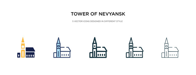 tower of nevyansk in russia icon in different style vector illustration. two colored and black tower of nevyansk in russia vector icons designed filled, outline, line and stroke style can be used