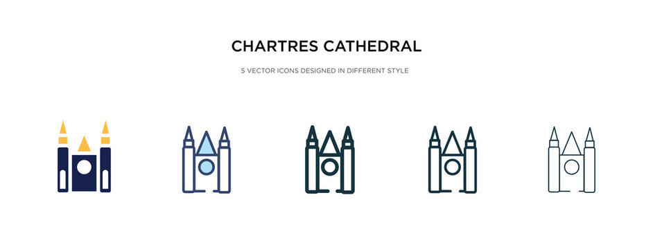 chartres cathedral icon in different style vector illustration. two colored and black chartres cathedral vector icons designed in filled, outline, line and stroke style can be used for web, mobile,
