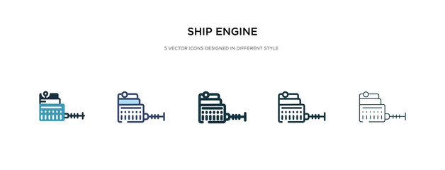 ship engine icon in different style vector illustration. two colored and black ship engine vector icons designed in filled, outline, line and stroke style can be used for web, mobile, ui