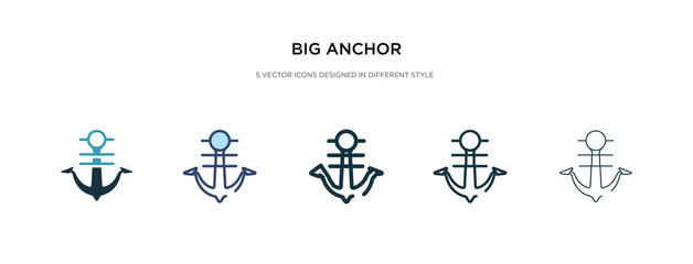 big anchor icon in different style vector illustration. two colored and black big anchor vector icons designed in filled, outline, line and stroke style can be used for web, mobile, ui