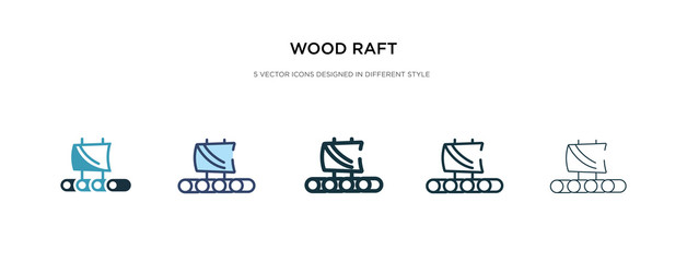 wood raft icon in different style vector illustration. two colored and black wood raft vector icons designed in filled, outline, line and stroke style can be used for web, mobile, ui