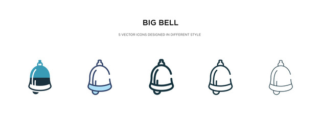 big bell icon in different style vector illustration. two colored and black big bell vector icons designed in filled, outline, line and stroke style can be used for web, mobile, ui