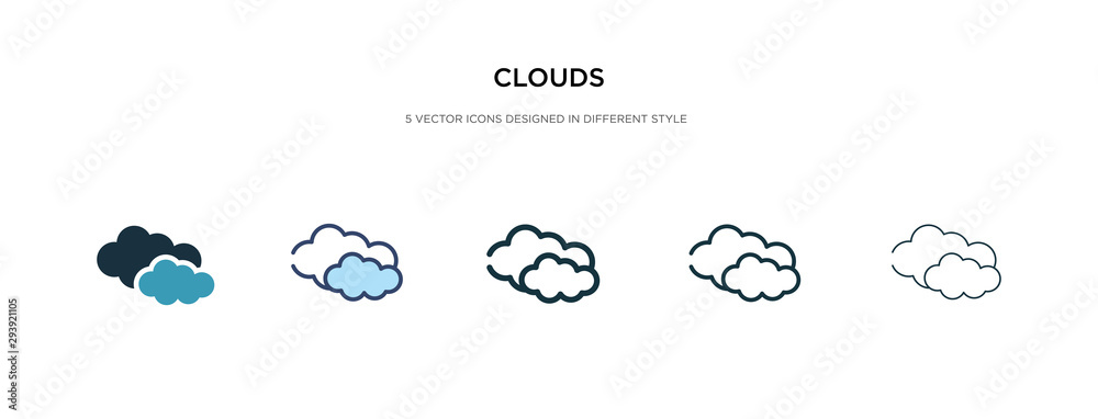 Wall mural clouds icon in different style vector illustration. two colored and black clouds vector icons design
