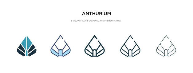 anthurium icon in different style vector illustration. two colored and black anthurium vector icons designed in filled, outline, line and stroke style can be used for web, mobile, ui - obrazy, fototapety, plakaty