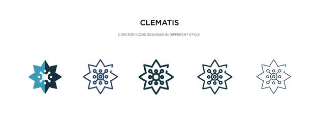 clematis icon in different style vector illustration. two colored and black clematis vector icons designed in filled, outline, line and stroke style can be used for web, mobile, ui