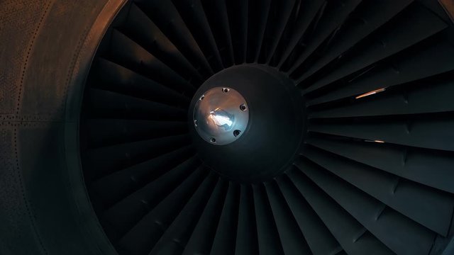 Airplane Turbine Close up 4k